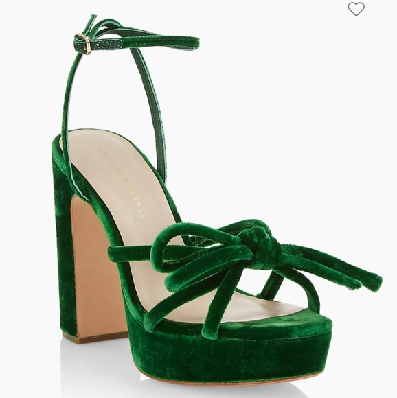 Loeffler Randall Melany Velvet Bow Heeled Platform Sandals - Picture 4 of 17